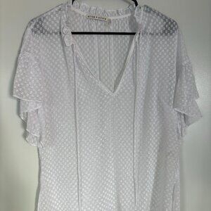 Alice and Olivia White Ruffle Blouse